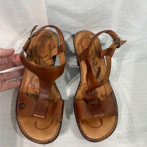 Born Brown Leather Slingback Sandals